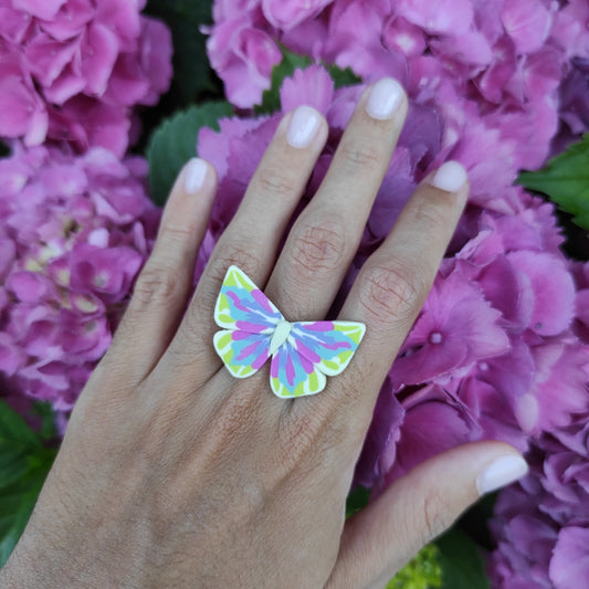 Anillo mariposa multicolor