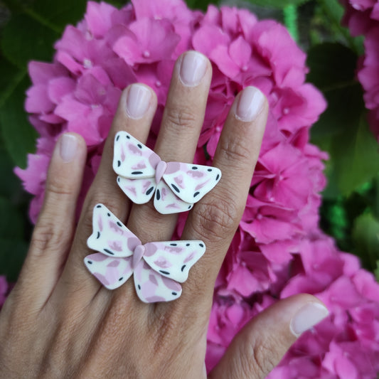 Pastel pink butterfly ring